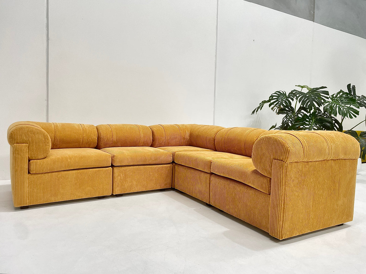 Yellow Corduroy Modular Sofa