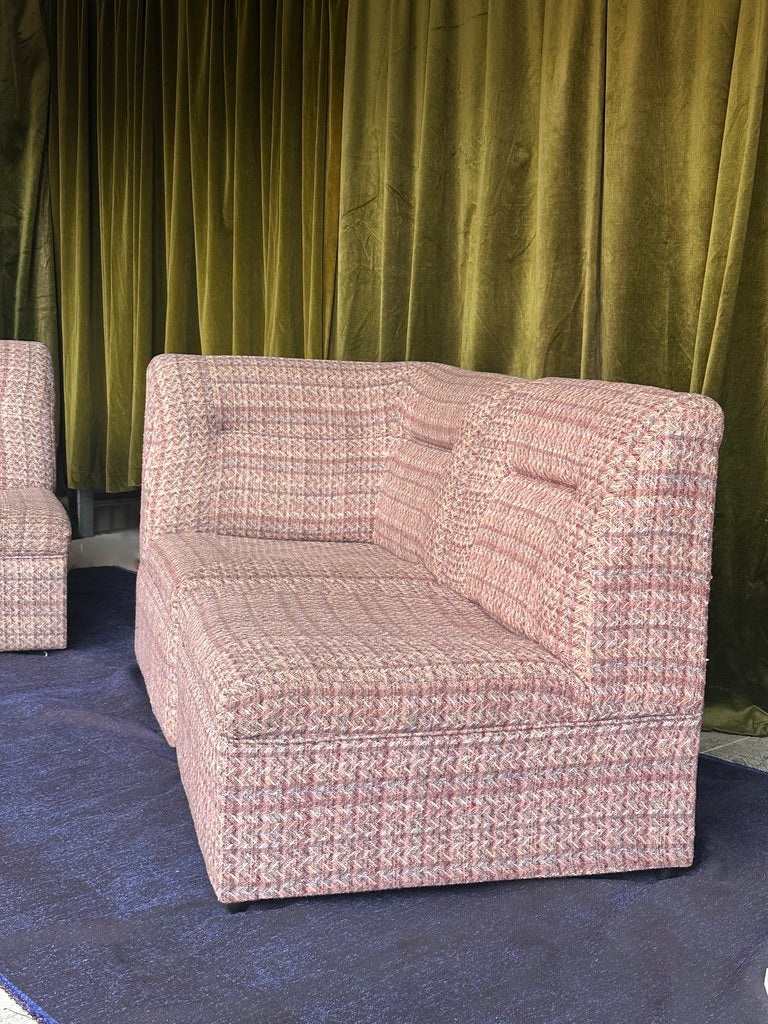 Vintage Pink Tweed Midcentury Modular Sofa, 60’s