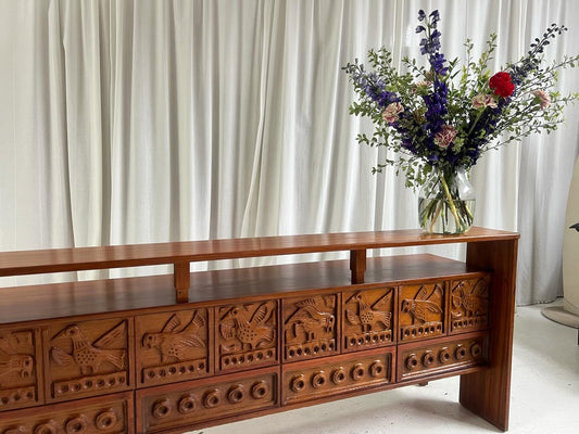 Vintage Carved Wooden Sideboard / Room Divider