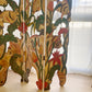 Unique Folk Hand Carved Botanical & Fish Folding Screen