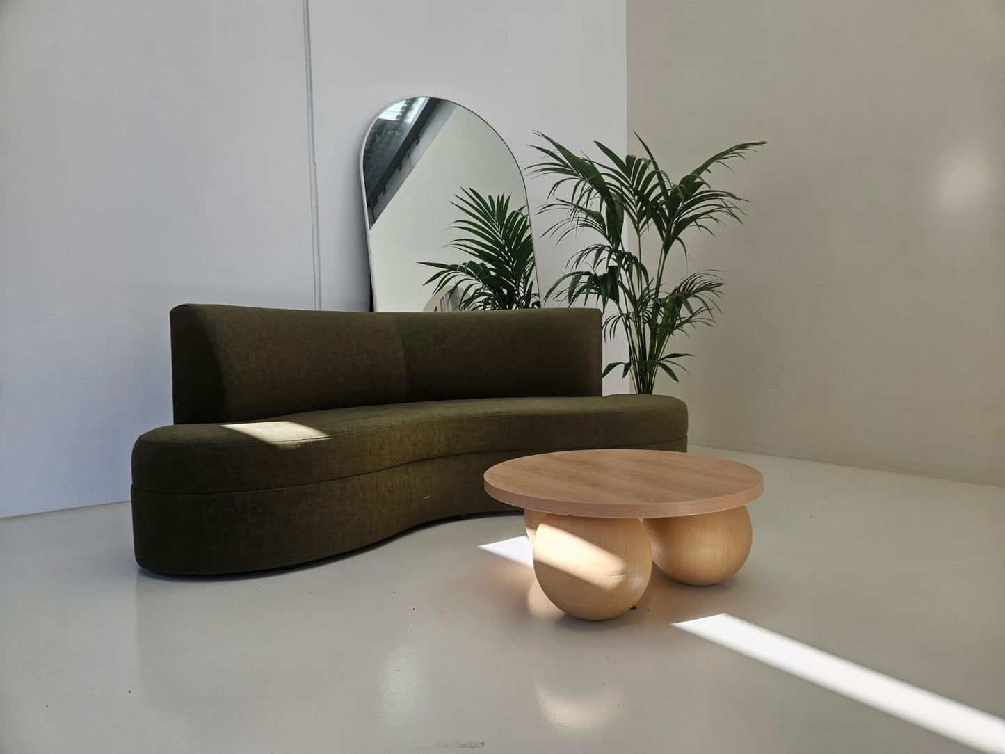 Green Velvet Curved Sofa