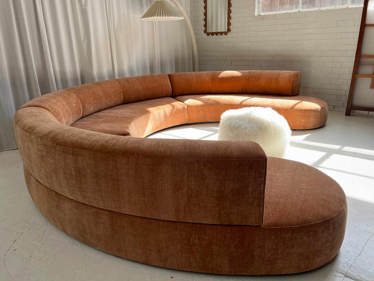 Bespoke Blush Velvet Curved Modular Sofa