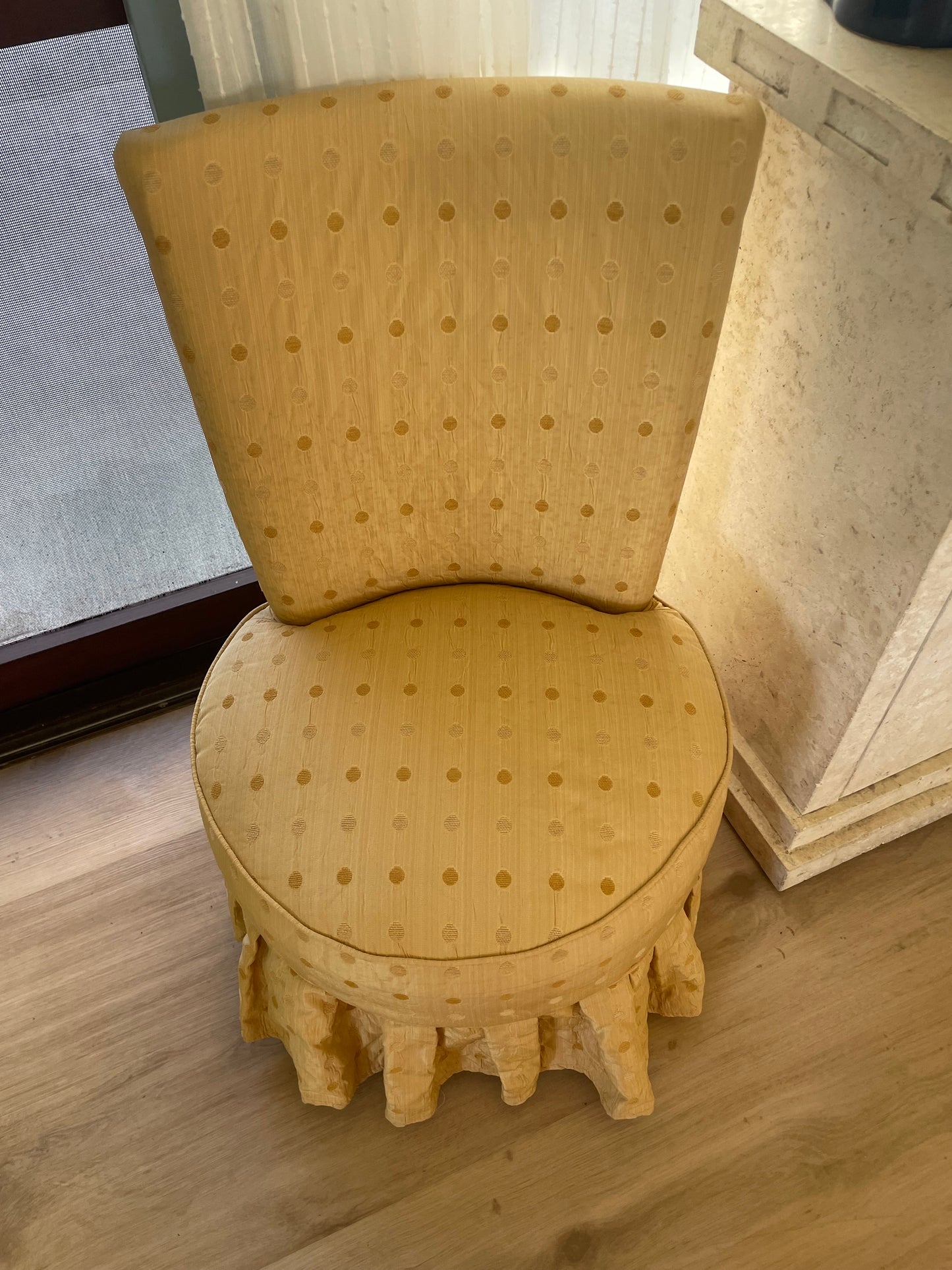 Vintage Upholstered Occasional Chair with Skirt Base