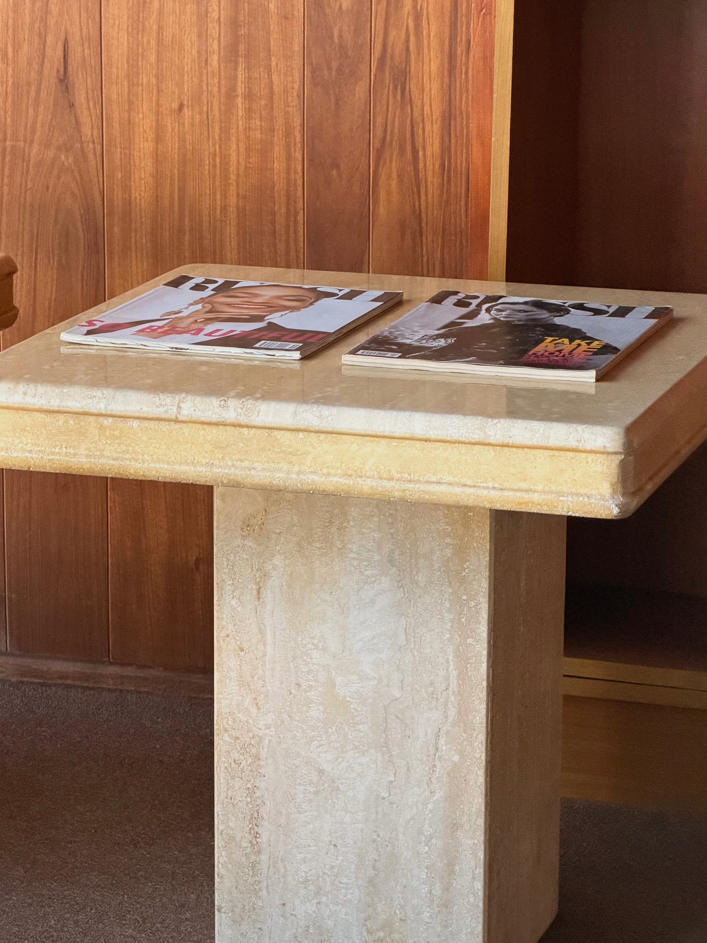 Pair of Vintage Italian Travertine Tables