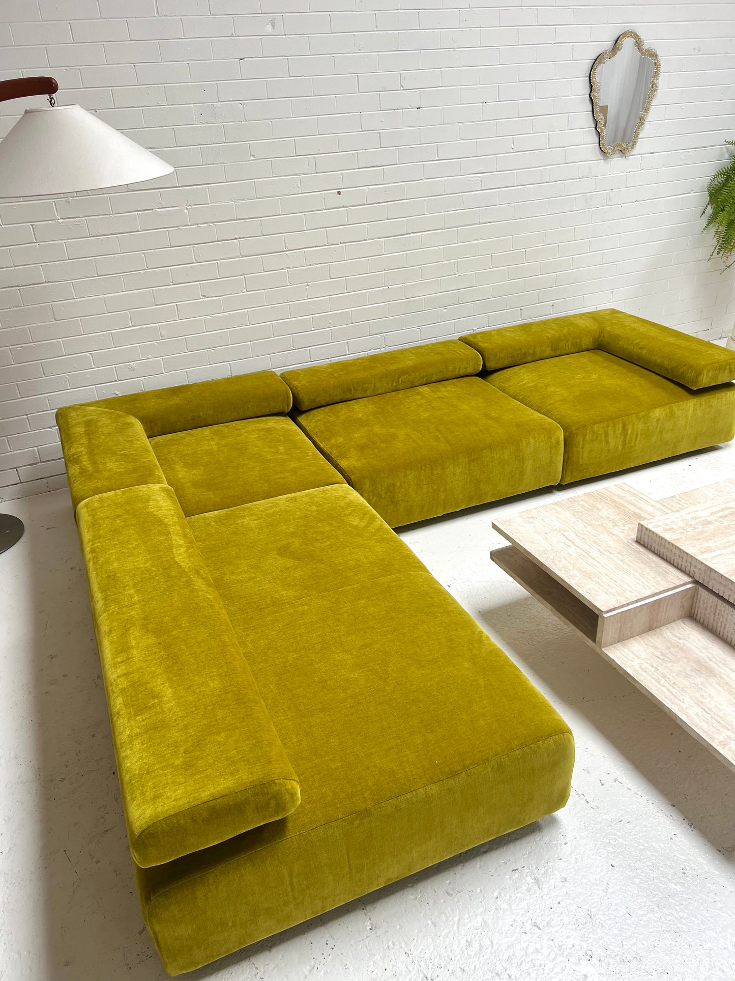 Bespoke Chartreuse Velvet Modular Sofa Set