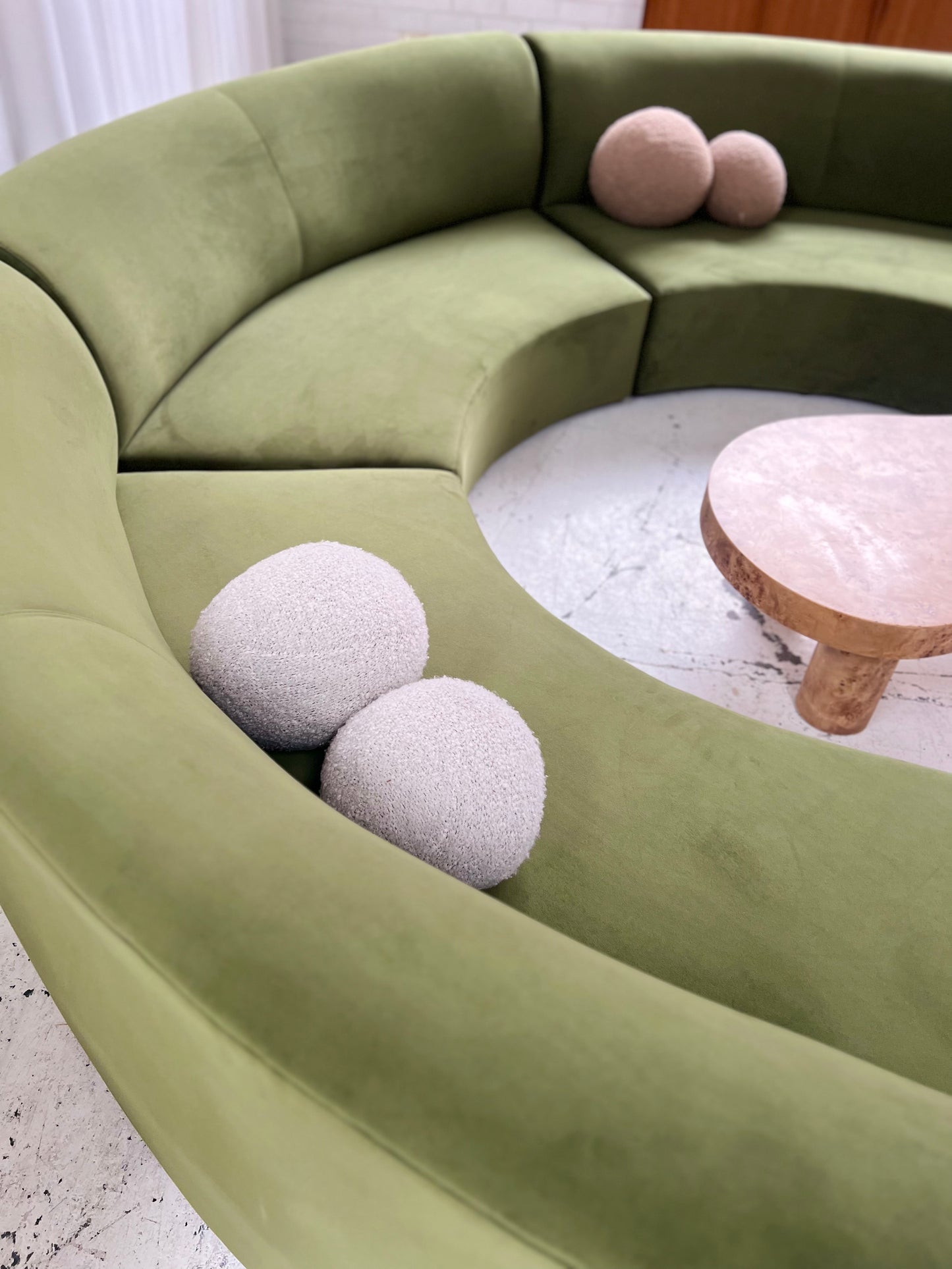 Bespoke Green Curved Modular Sofa