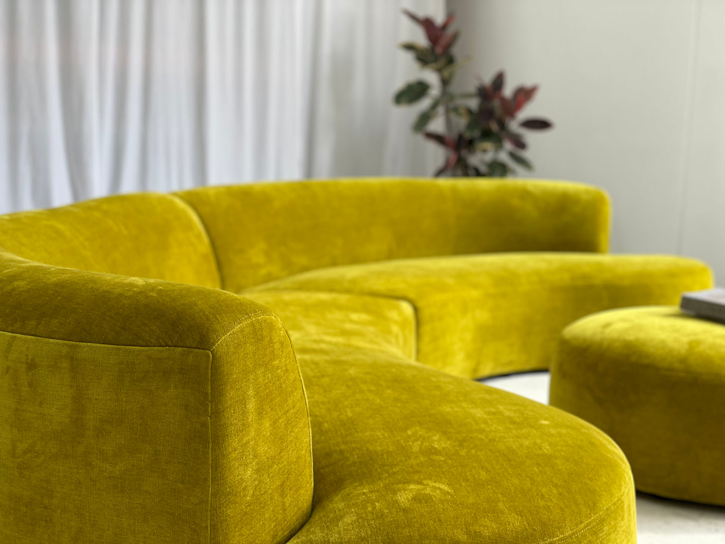 Large Bespoke Chartreuse Sofa with Ottoman