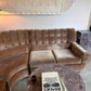 Vintage Tufted Caramel Velvet Curved Sofa