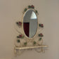 Vintage Tole Hand Painted Mirror with Shelf