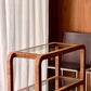 Vintage Glass and Wicker Console Table