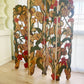 Unique Folk Hand Carved Botanical & Fish Folding Screen
