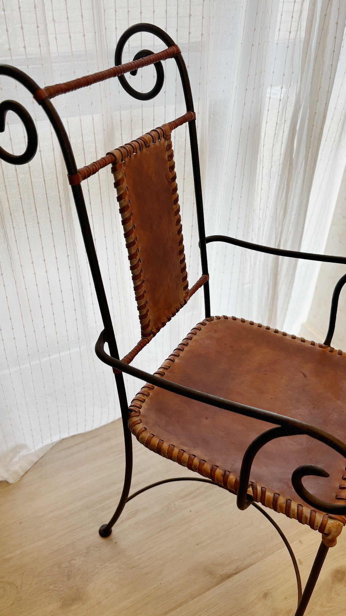 Spanish Wrought Iron & Leather Chairs