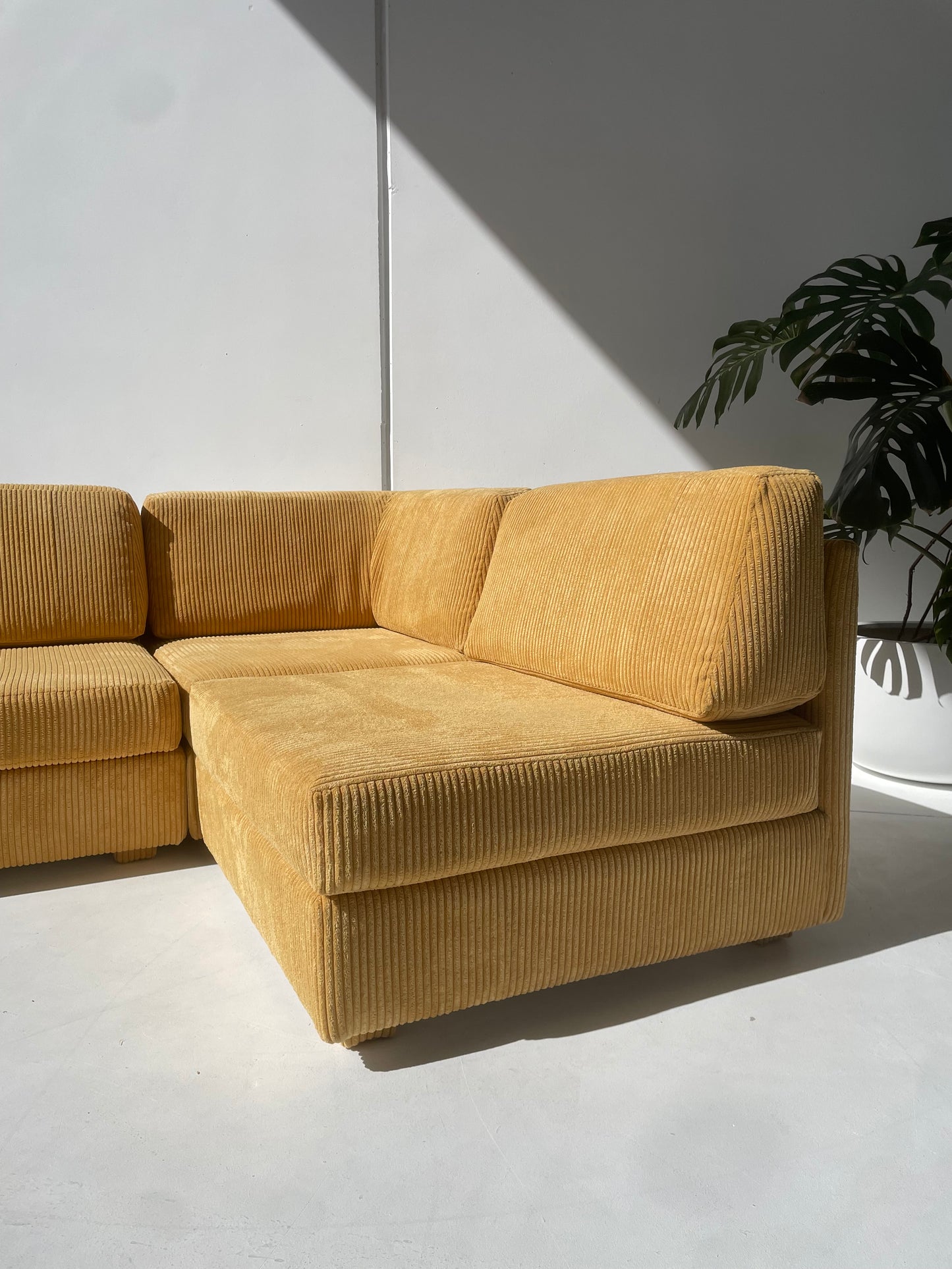 Yellow Corduroy Modular Sofa