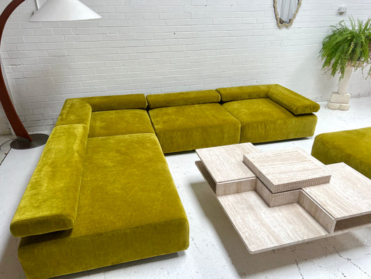 Bespoke Chartreuse Velvet Modular Sofa Set