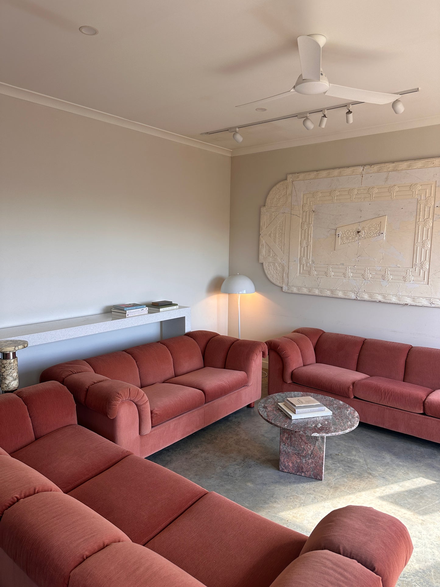 Vintage Dusty Pink Custom Made Sofas, 80's