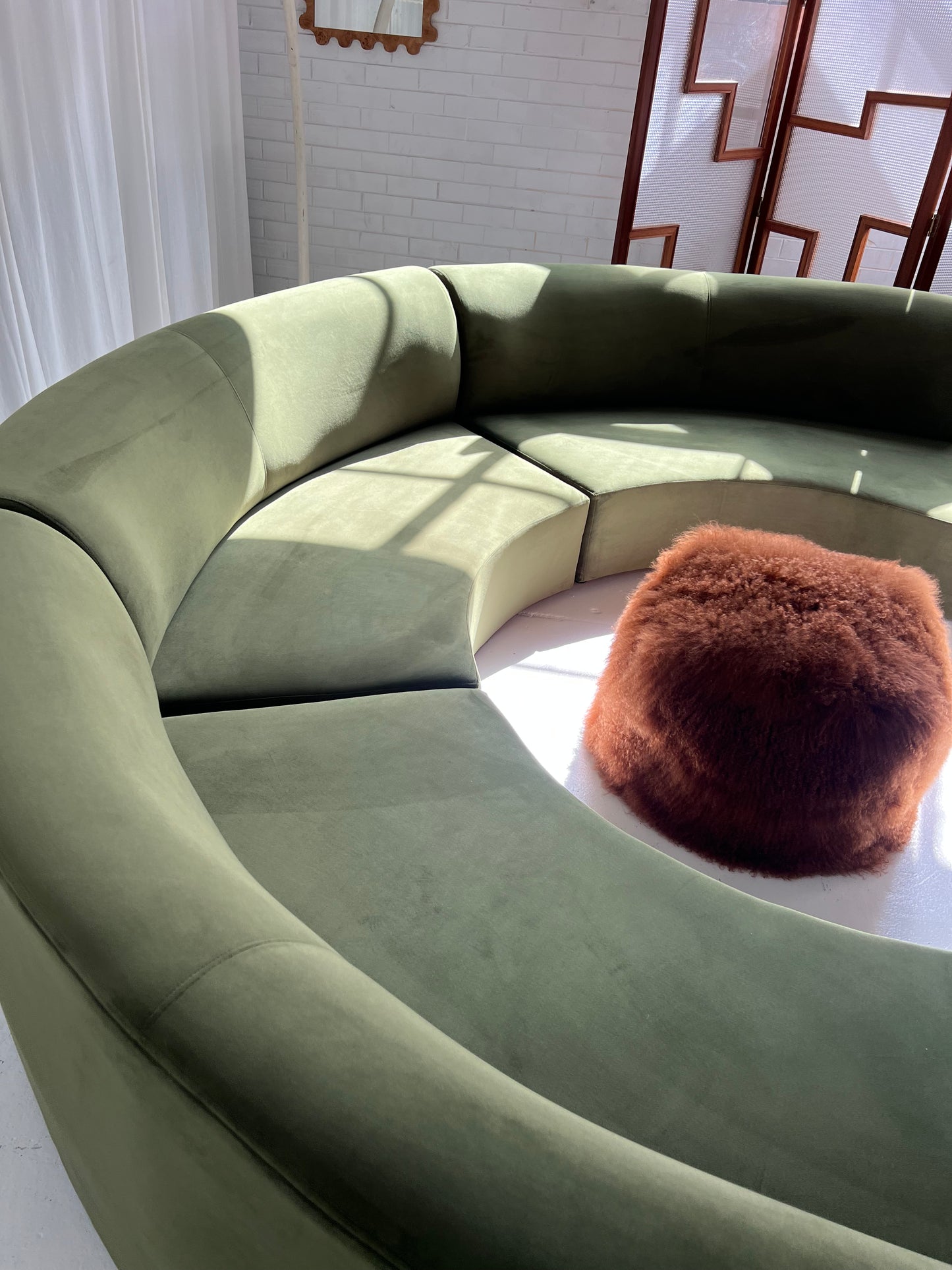 Bespoke Green Curved Modular Sofa