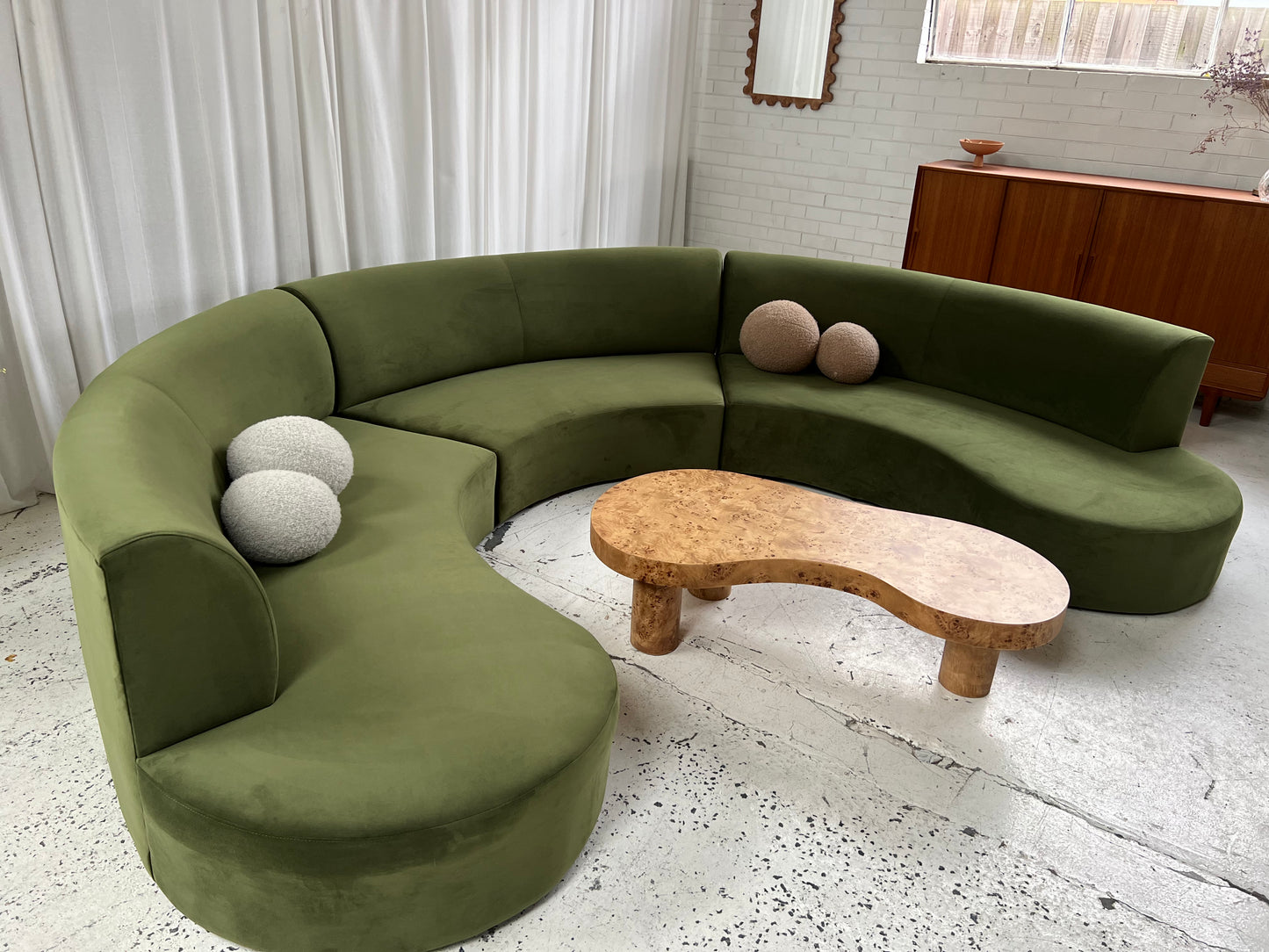 Bespoke Green Curved Modular Sofa