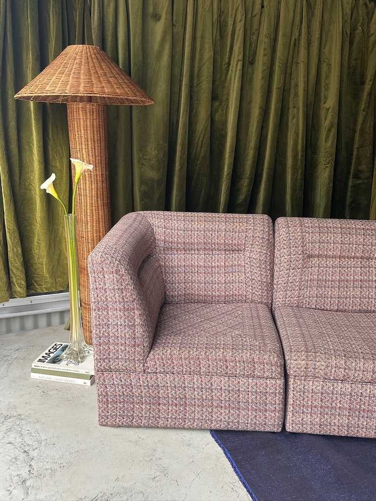 Vintage Pink Tweed Midcentury Modular Sofa, 60’s