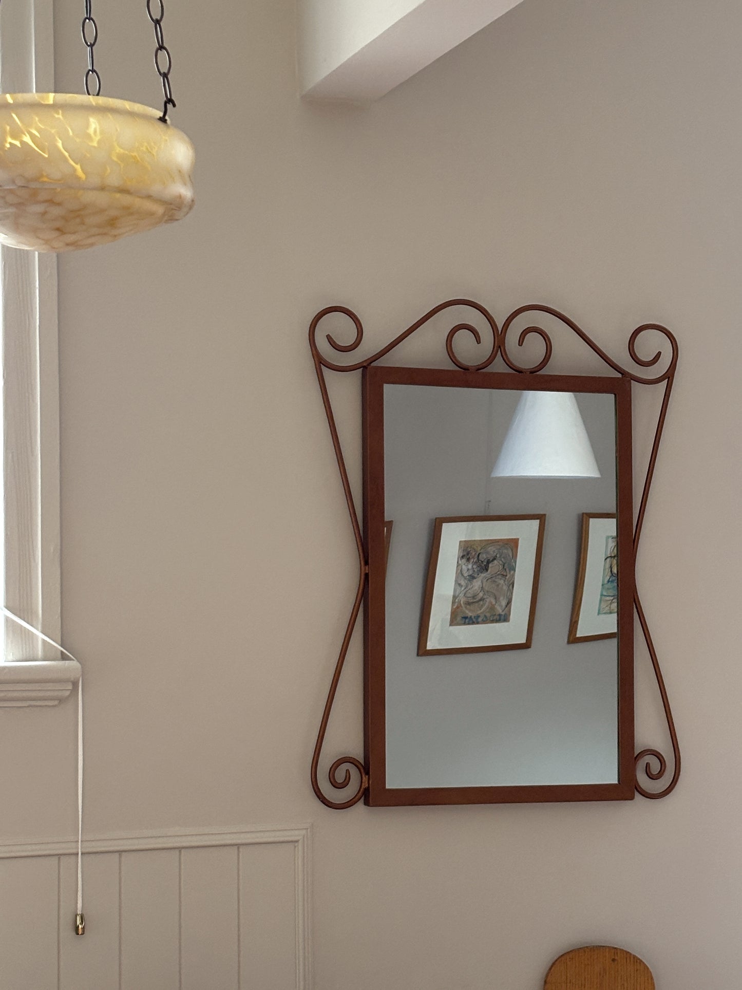 Large Vintage Wrought Iron Mirror