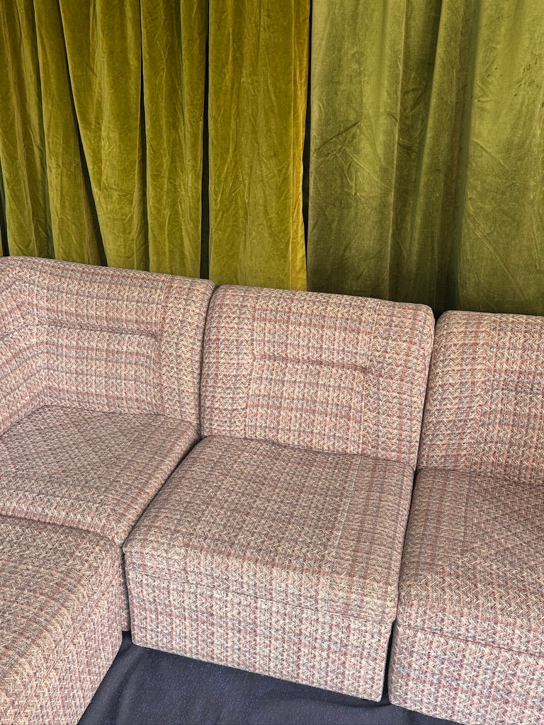 Vintage Pink Tweed Midcentury Modular Sofa, 60’s