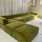 Bespoke Large Olive Velvet Modular Sofa Set