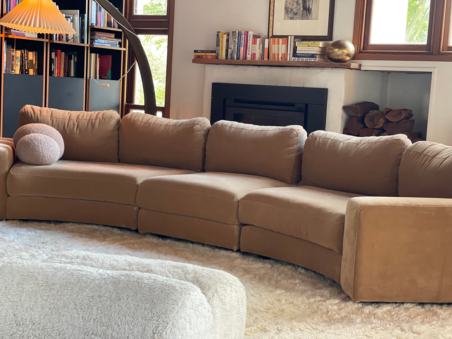 On Hold - Large Modular Soft Camel Velvet Sofa