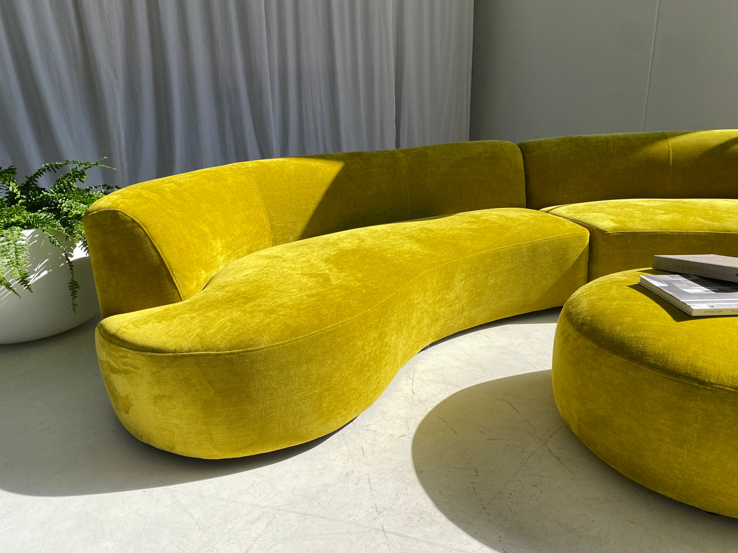 Large Bespoke Chartreuse Sofa with Ottoman