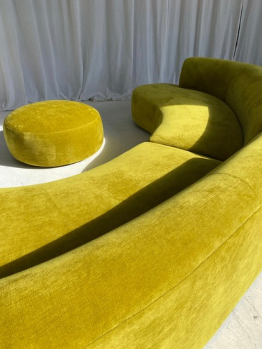 Large Bespoke Chartreuse Sofa with Ottoman