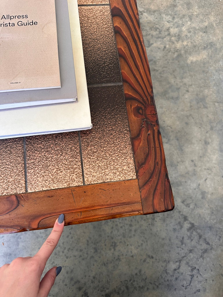 Vintage Retro Tile & Cedar Coffee Table - Spanish Revival