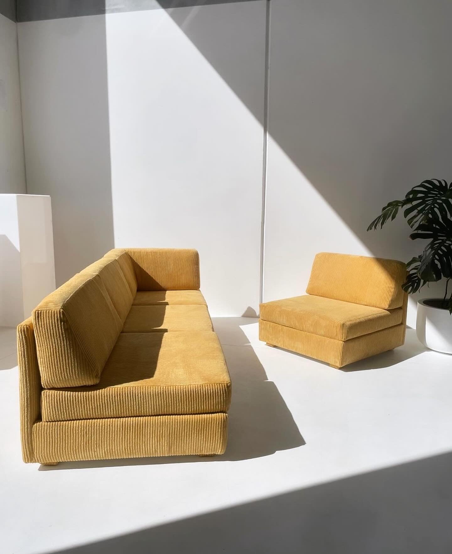 Yellow Corduroy Modular Sofa