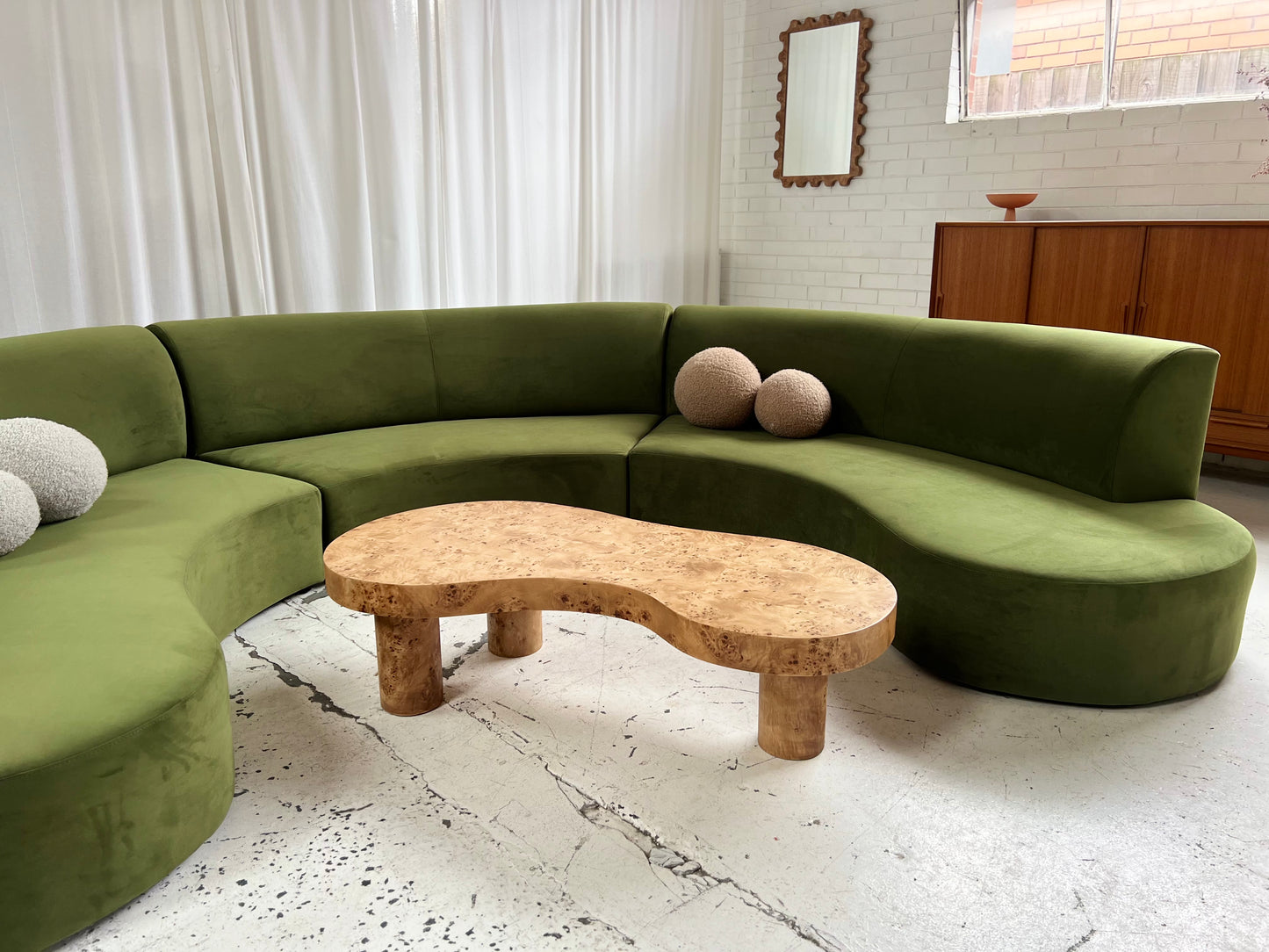 Bespoke Green Curved Modular Sofa