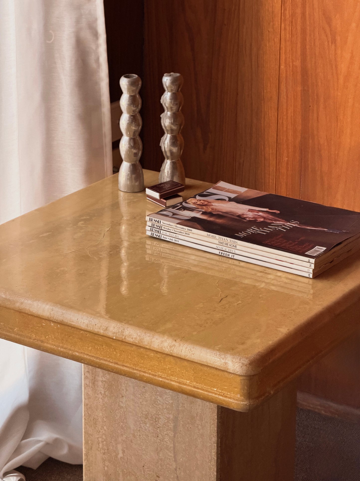 Pair of Vintage Italian Travertine Tables
