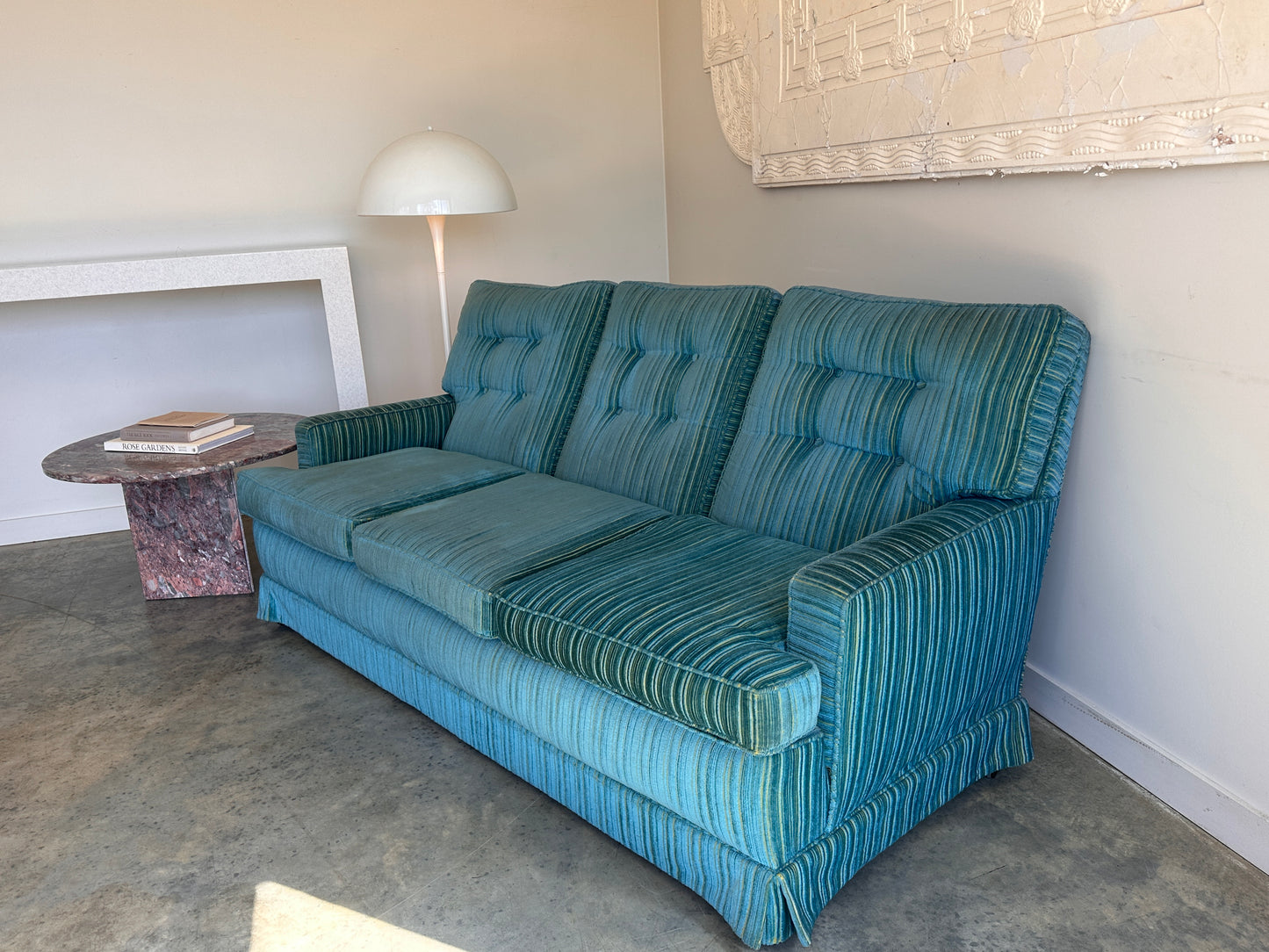 Vintage Blue / Green Striped Midcentury Sofa, 60’s