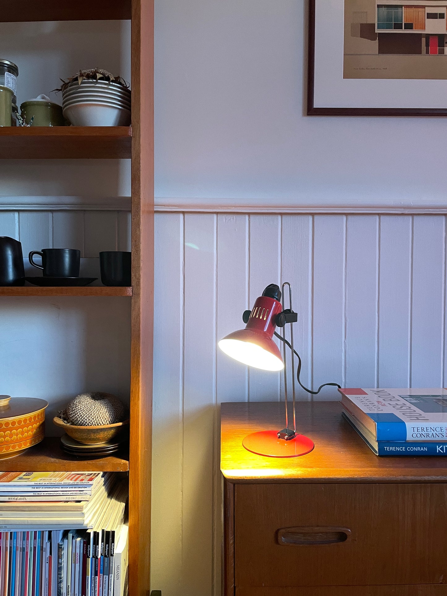 Vintage enamel desk lamps