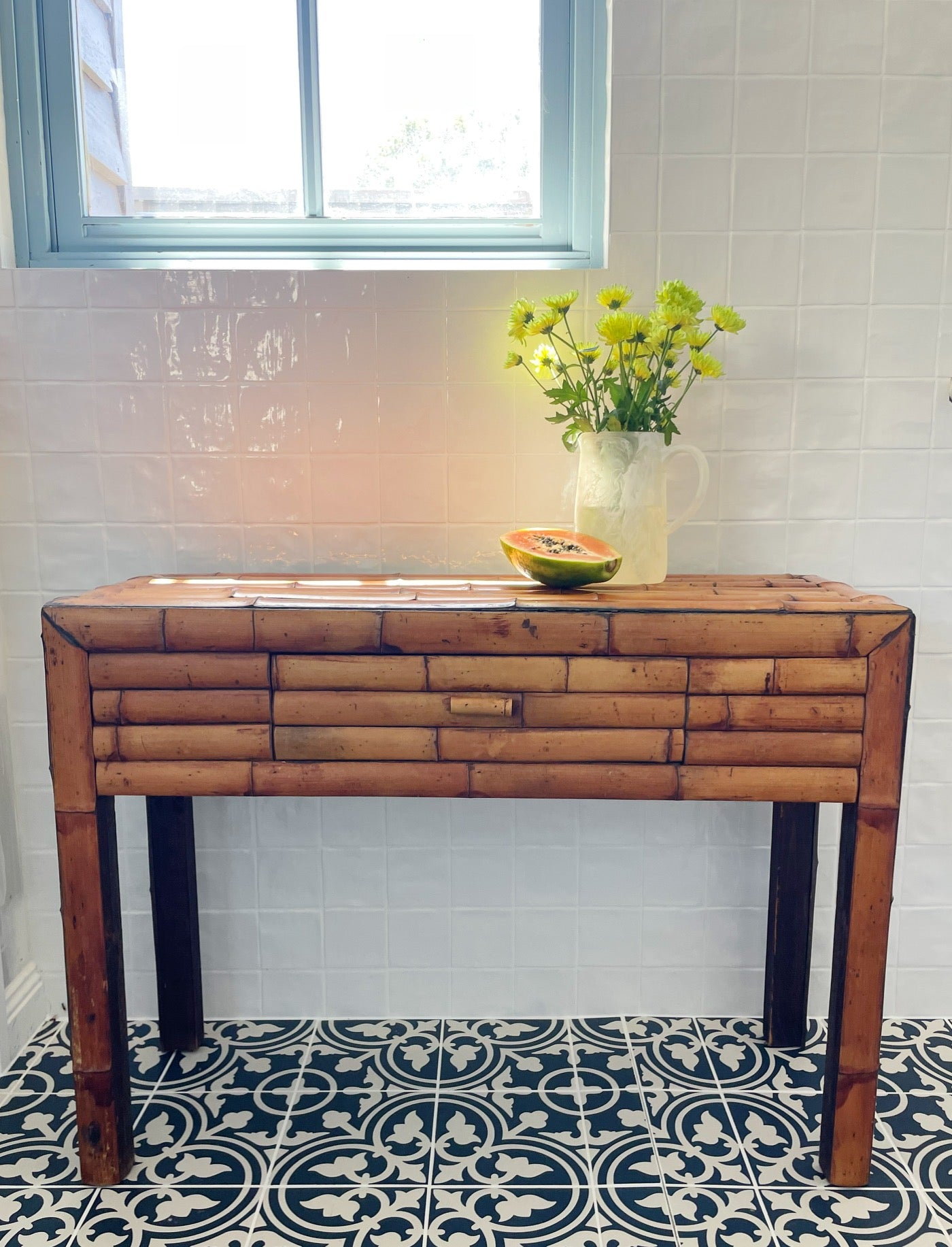 Vintage Bamboo Console Table