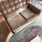Vintage Tufted Caramel Velvet Curved Sofa