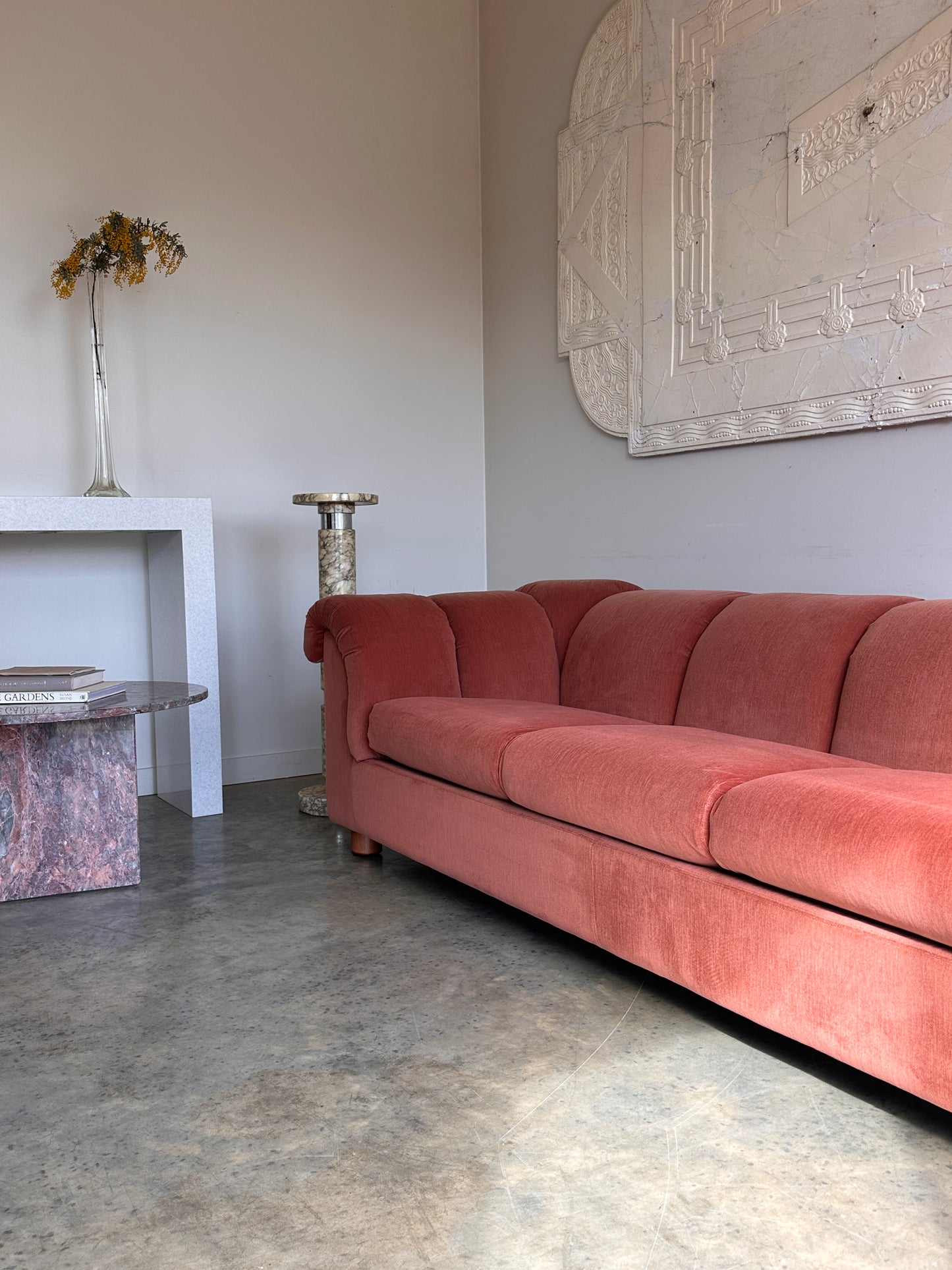 Vintage Dusty Pink Custom Made Sofas, 80's