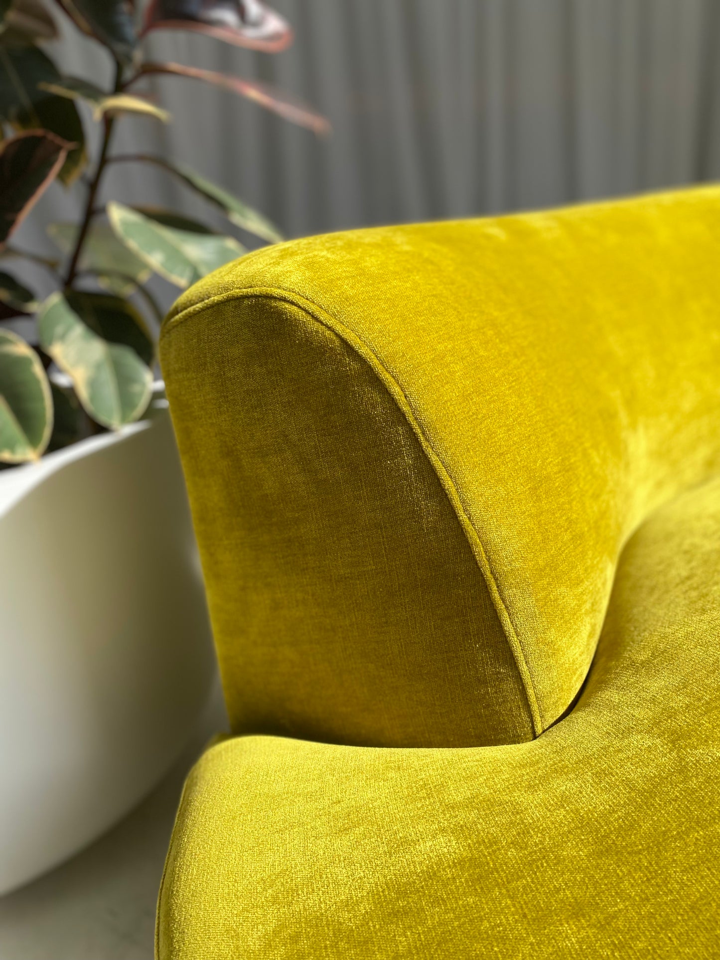 Large Bespoke Chartreuse Sofa with Ottoman