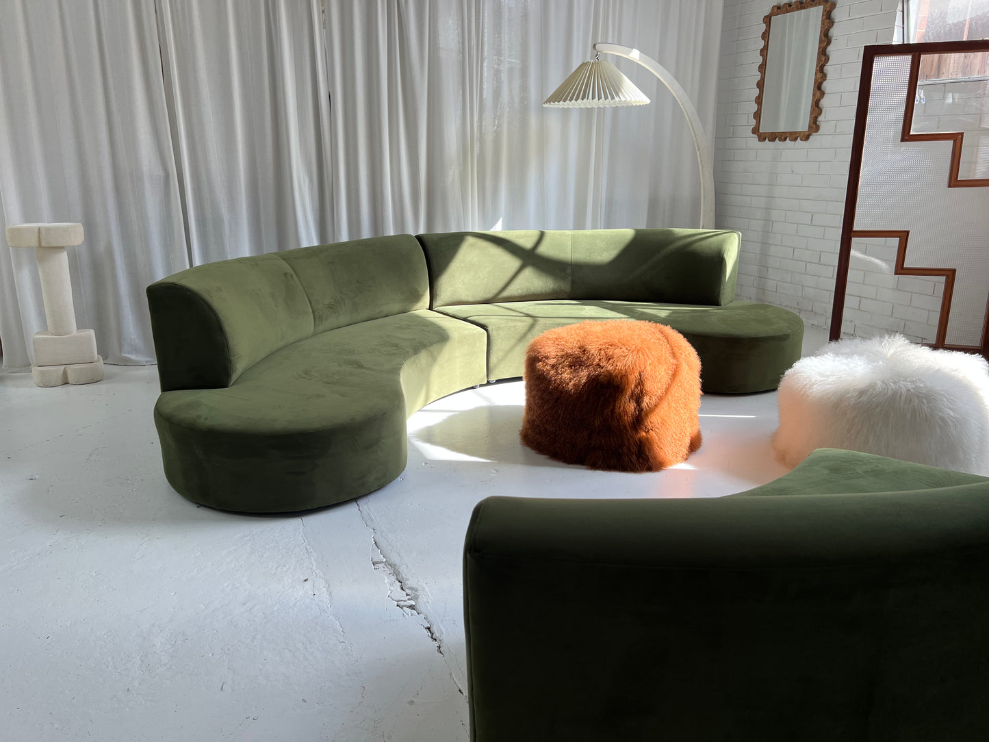 Bespoke Green Curved Modular Sofa