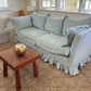 Blue Linen Ruffle Sofa