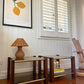 Pair of vintage timber and brass side tables