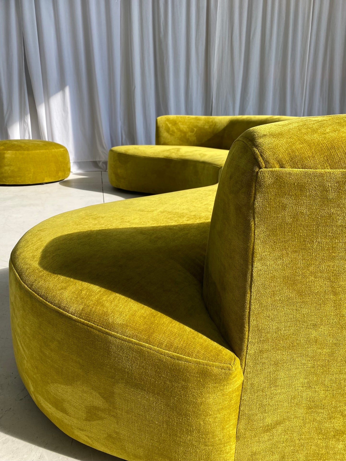 Large Bespoke Chartreuse Sofa with Ottoman