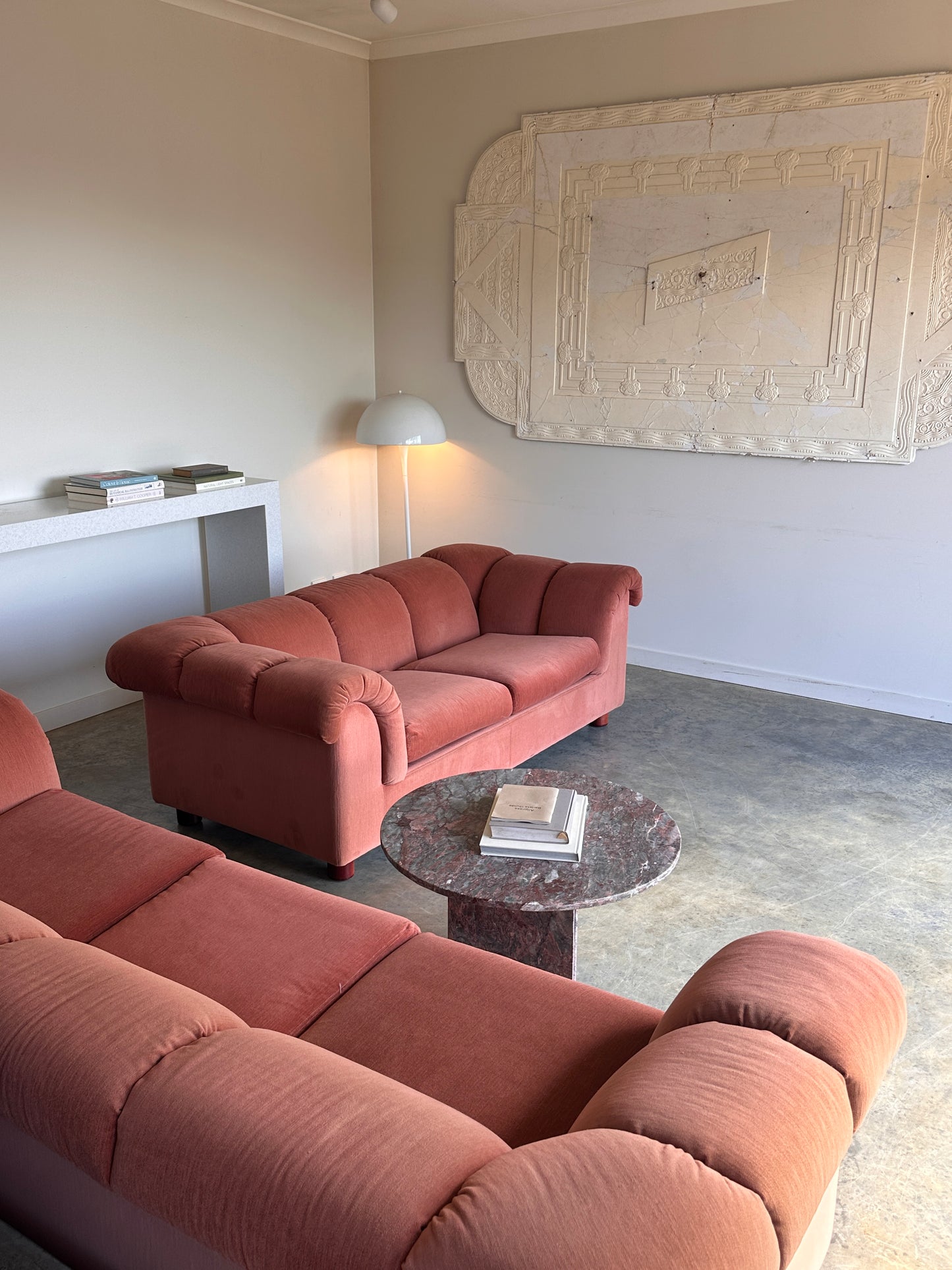 Vintage Dusty Pink Custom Made Sofas, 80's
