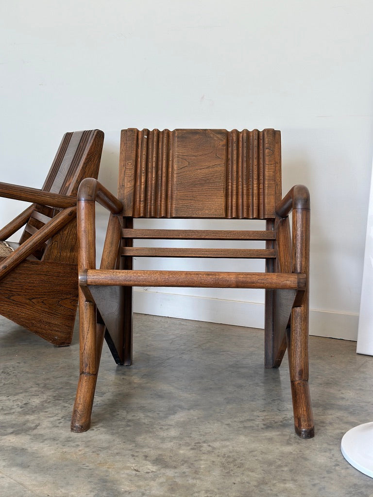 Vintage Burmese Teak and Rattan Easy Chair - Two Available