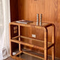 Vintage Glass and Wicker Console Table