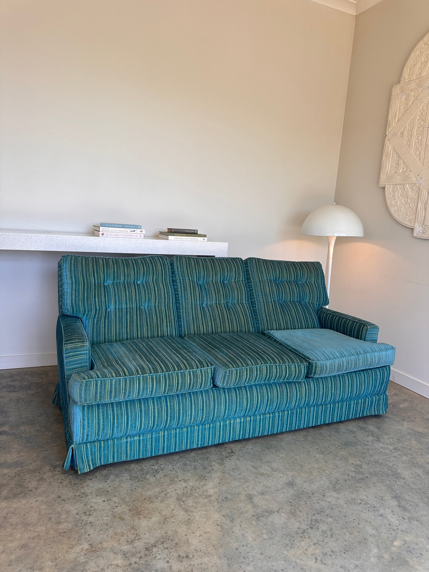 Vintage Blue / Green Striped Midcentury Sofa, 60’s