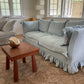 Blue Linen Ruffle Sofa