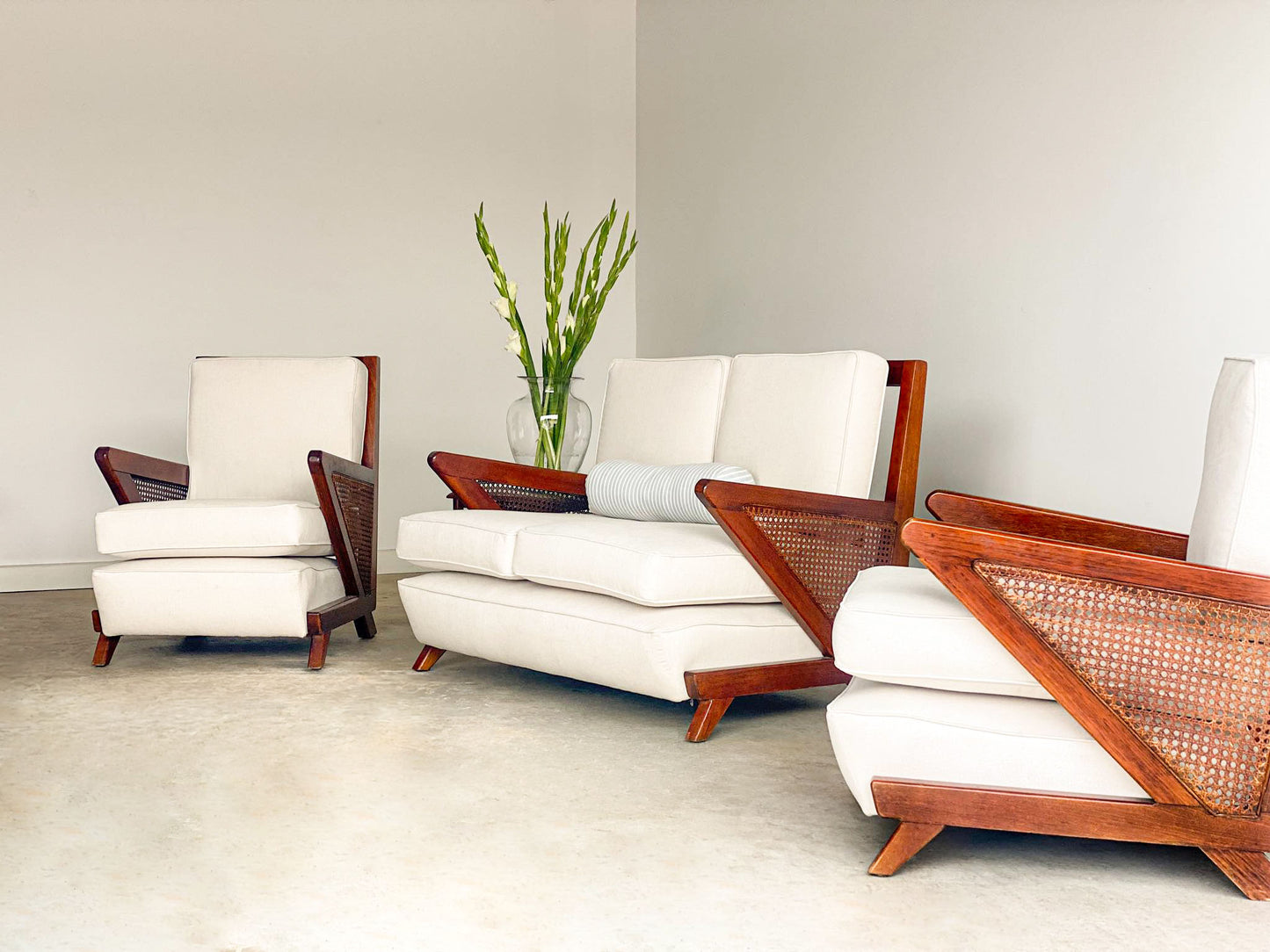 Rattan Sofa and Armchairs (sold separately)