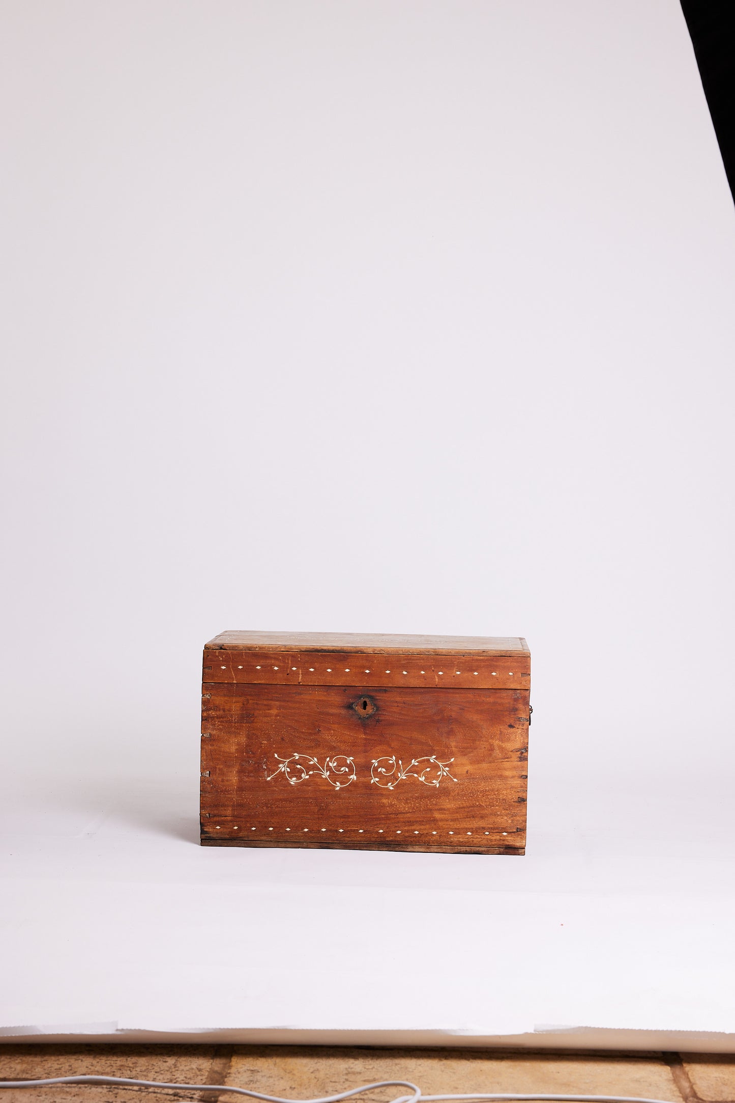 Antique Timber Chest with Marble Inlay