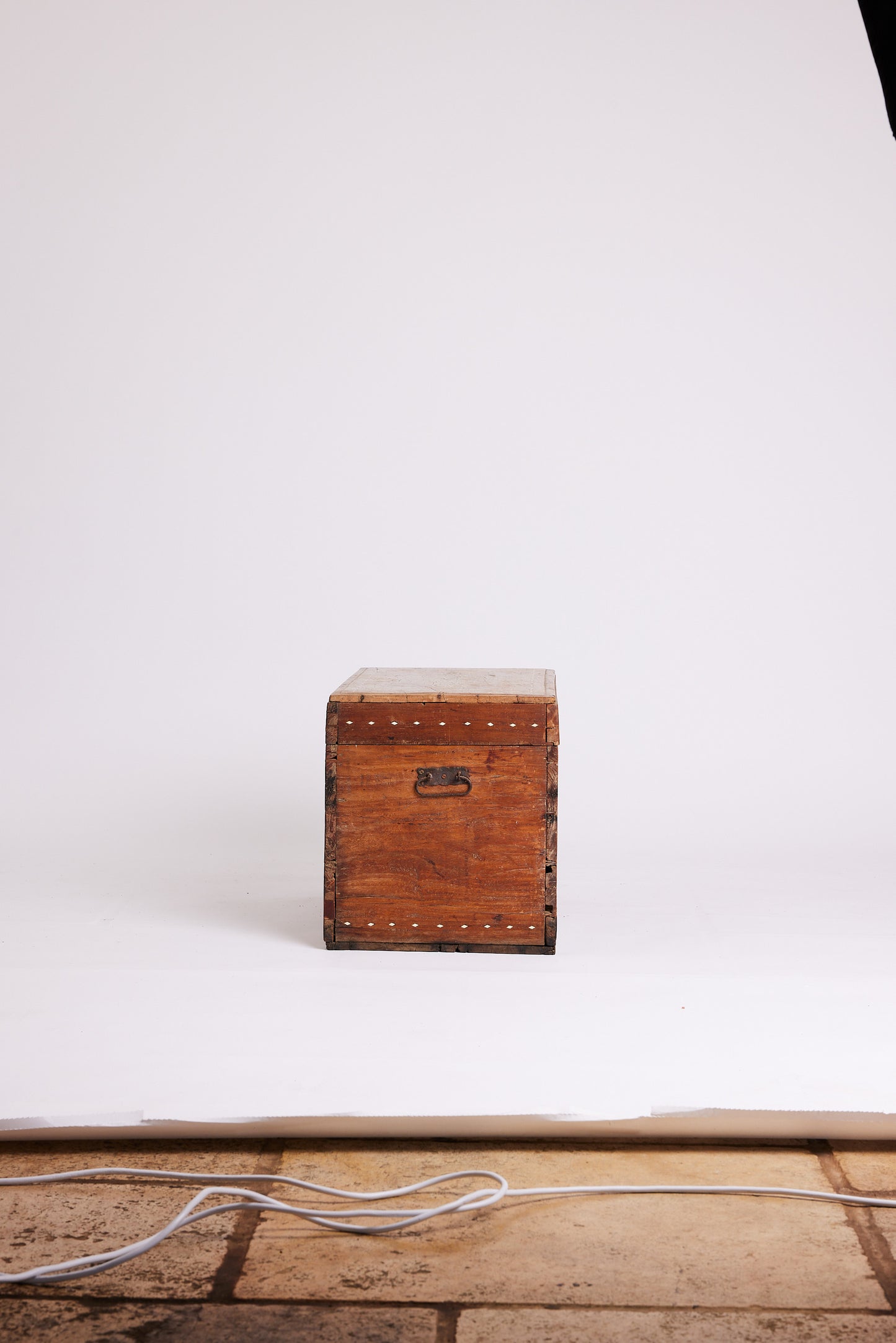 Antique Timber Chest with Marble Inlay